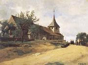 Jean Baptiste Camille  Corot L'eglise de Lormes (mk11) oil painting